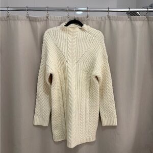 L'Academie Cream Cable Knit Turtleneck Sweater